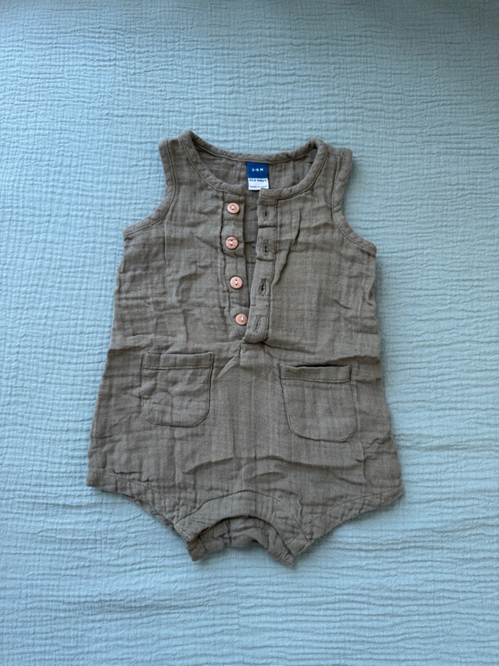 Old Navy Toddler Sleeveless Button Romper in Brown